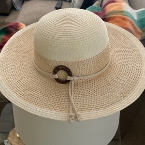 Panama Jack Cream Hat with Brown Ring Accent
